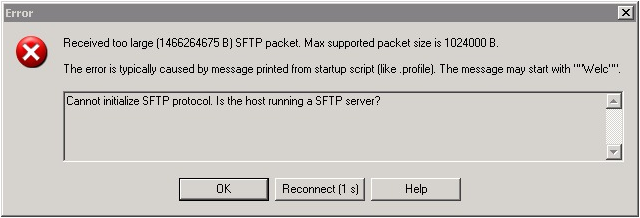 WinSCP Error Message